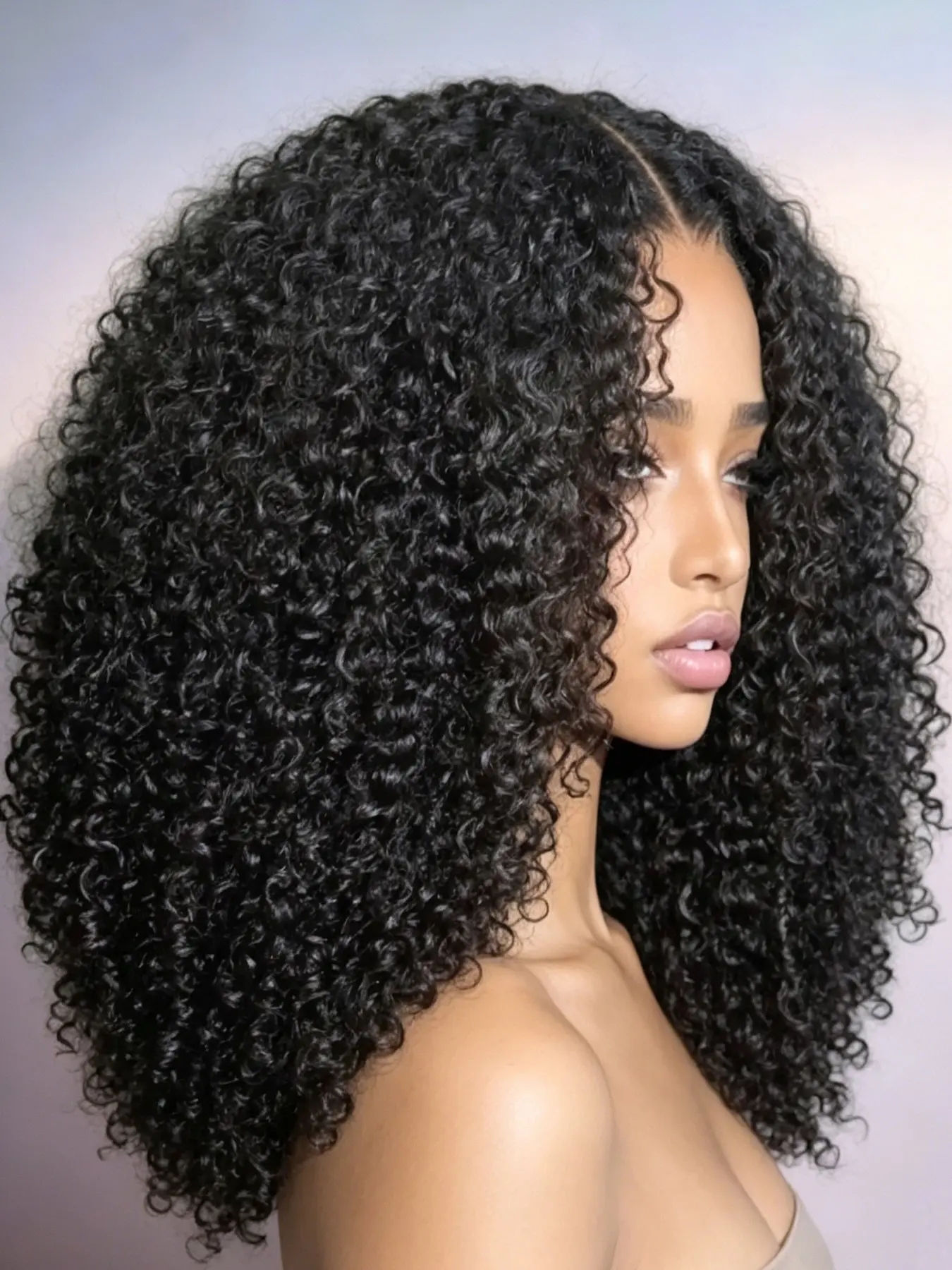 Soft No-Adhesive Pre-Pulled 18-Inch Jerry Curly Wig, Medium Length, 180% Density, Heat Resistant Lace Front Wig