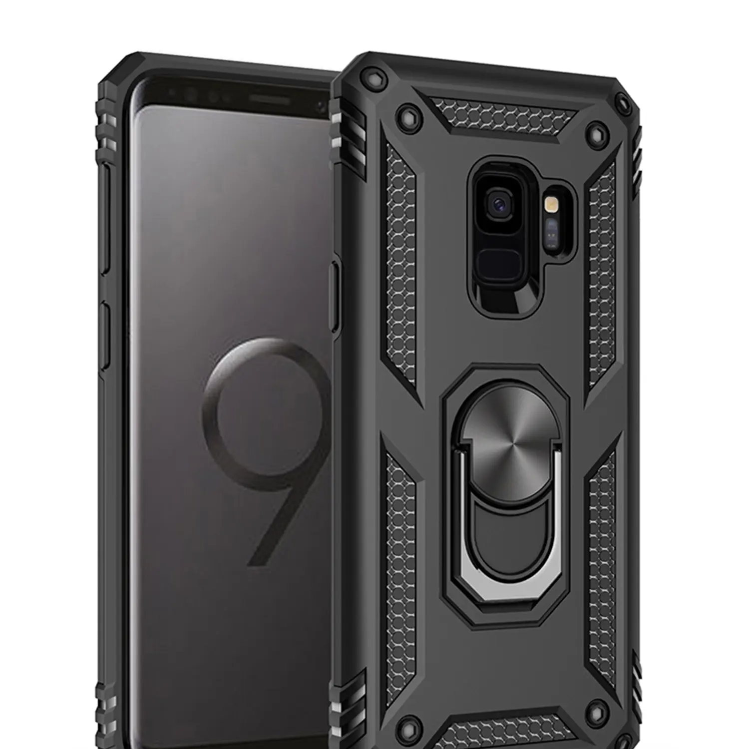 Case for Samsung Galaxy S9 Dual-Layer Durable, Protective Shockproof and Drop-Resistant, Adjustable Ring Stand, Non-Slip, Long-Lasting for Samsung Galaxy S9 Phone Case