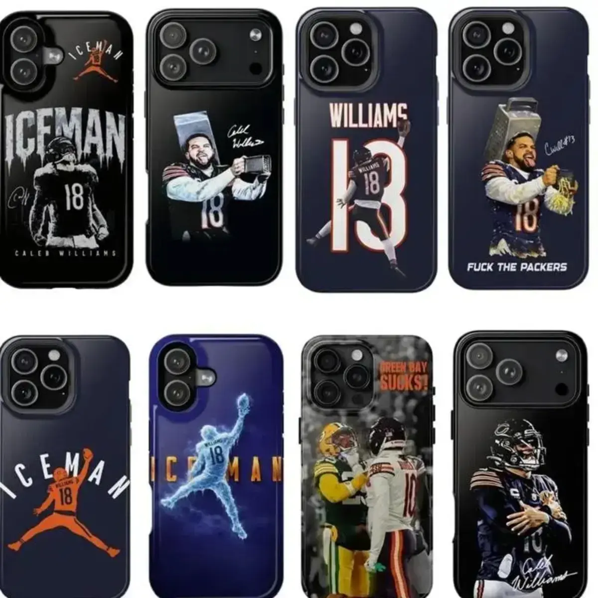 Chicago Football Iceman 18 Caleb Williams  Two-In-One Phone Case Durable And Trendy Protection For iPhone17 16, 15, 14, 13, 12 Plus, Pro, Max, and Samsung S26-22 Perfect Birthday Gift for Friends