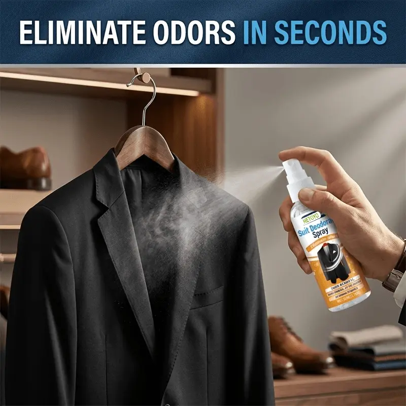 Instantly removes odors; premium fabric freshener suitable for suit jackets, coats, cashmere sweaters, and cashmere products; long-lasting fragrance spray; wrinkle remover and odor eliminator; unisex travel-sized garment care product.