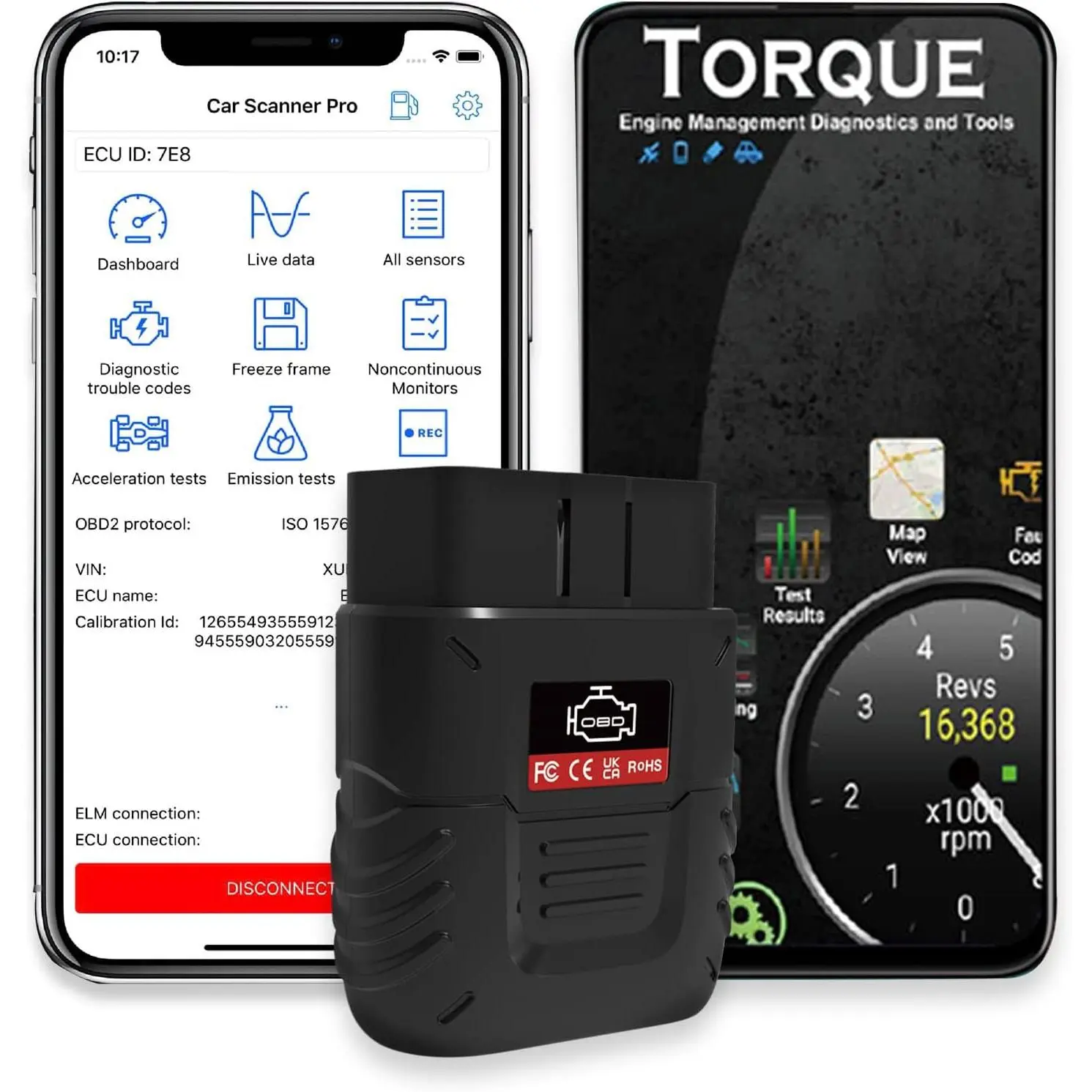 OBD2 Scanner Auto Diagnostic Tool, 4.2 Version Code Reader for Gasoline Cars, Plug-and-Play with Simple Setup, Live Gauge Info & Real-Time Data, iOS/Android Compatible for OBDII Protocol, Supports Obdii
