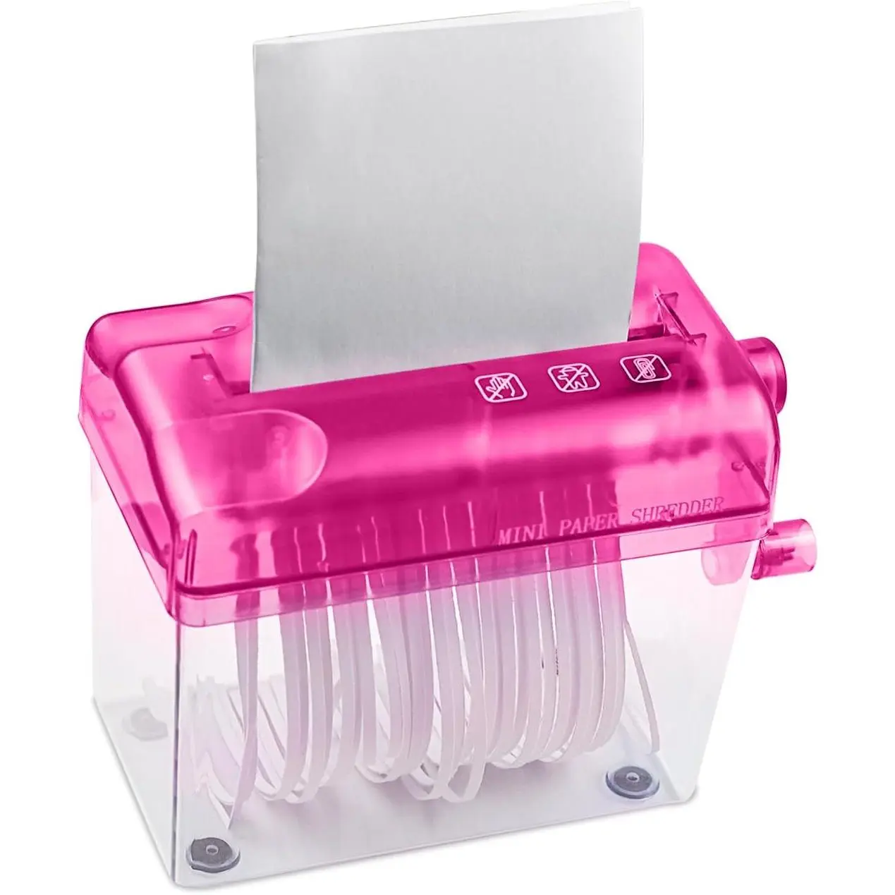 Mini Hand Shredder Portable Paper Shredder for Office  Red | Affordable, Non-slip, Information High , Desktop Size, 1L Clear Plastic Window, No Power and Easy to Use for