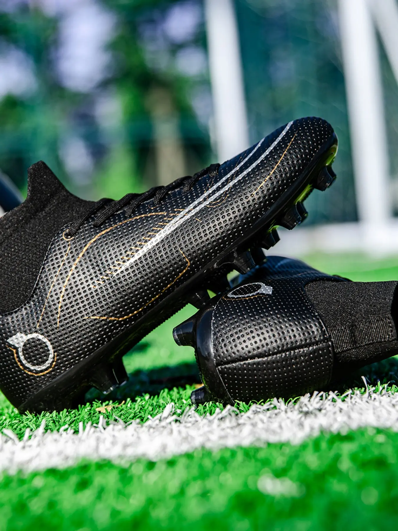 Men's Breathable Football Shoes, Fg/ag Long Studs, Artificial Grass, All-Season, Anti-Slip, Durable, Ankle Protection, Multi-Color Options