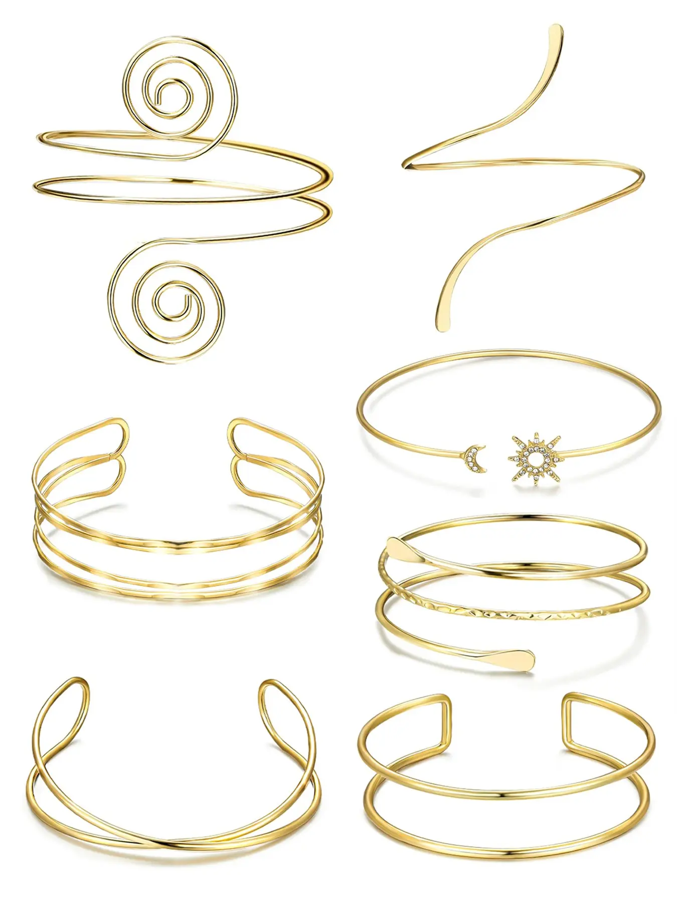 7 Pieces Women's Cuff Jewelry, Upper Arm Cuff Bracelet, Adjustable Armband Set, Casual Fashion, All Seasons, Bracelet Combination Set