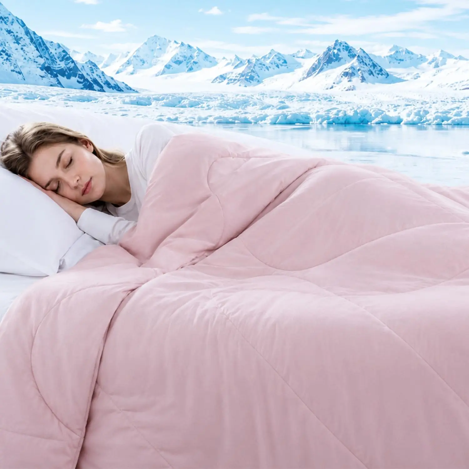 Cooling Comforter Queen Size for Hot Sleepers, Lightweight Summer Bedding| Dual-Sided Cooling Blanket with Soft Breathable for Night Sweats, Hot Flashes & All-Season