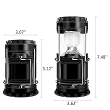 AGS DIBMS 4-Pack Solar Camping Lantern, Collapsible LED Solar USB Rechargeable Lantern Flashlight Emergency Hanging Lights for Camping Hurricanes Power Outages Indoor Outdoor