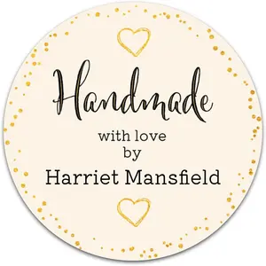Personalized  with Love Stickers - Custom 2" Round Packaging Labels for Small Business Orders, Gifts, Boxes & Envelopes (50-1000 Stickers) (Gilded Lettering)