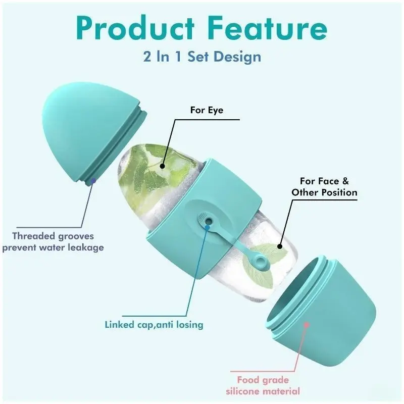 Silicone Ice Face Roller & Ice Cube Mold Set, Reusable Facial Cooling Massager for Eye Puffiness, Redness Relief, Skin Tightening, Daily Skincare Beauty Tool (Luggage Bag Charm Accessory) Valentine's Day Fox Pendant Smart Leather Tag with Tracker