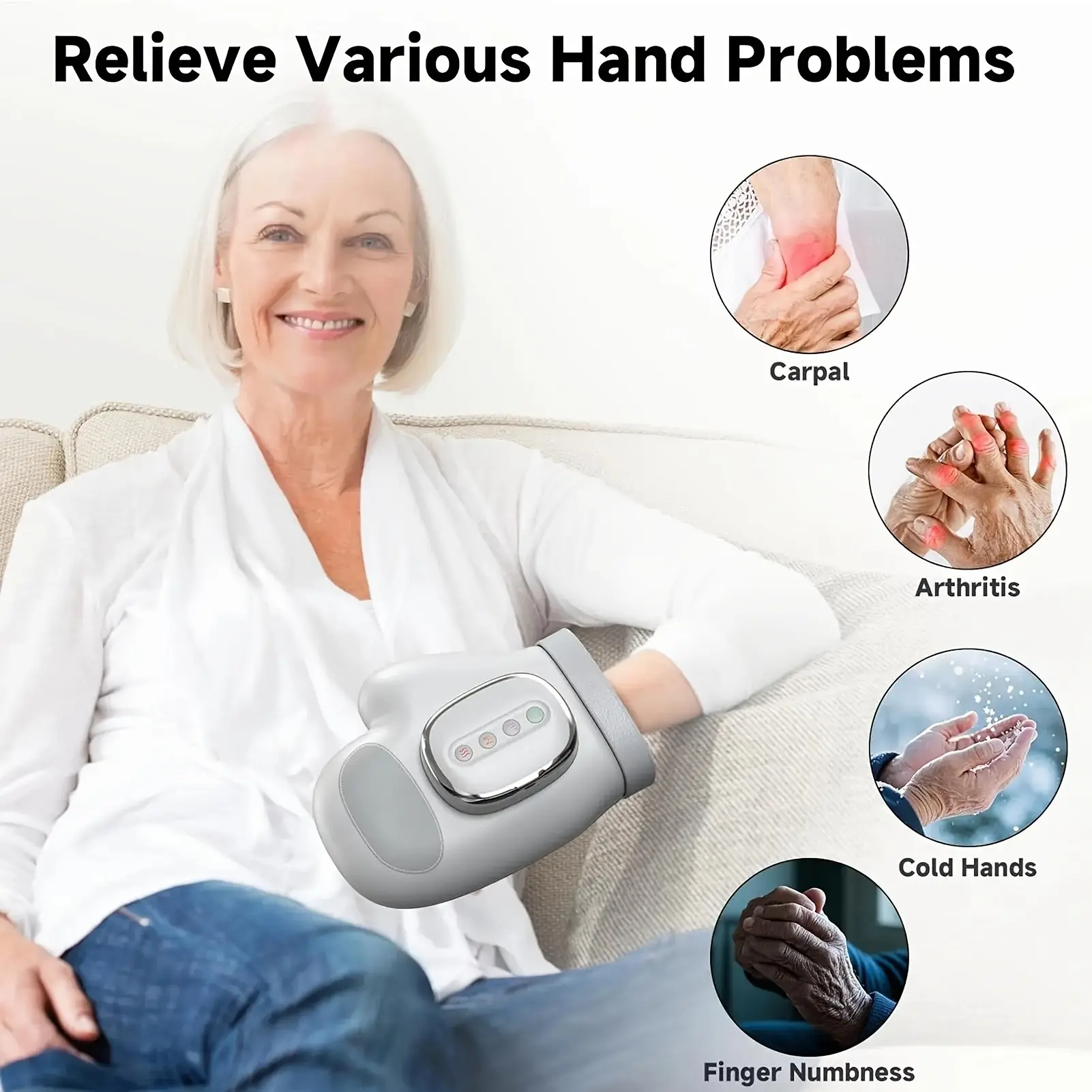 New Electric Hand Massager, Airbag Compression Rolling Wheel, Wrist Finger Dedicated Massage, Portable Vibrating Glove, St-1802a Model, Portable Hand Relaxation