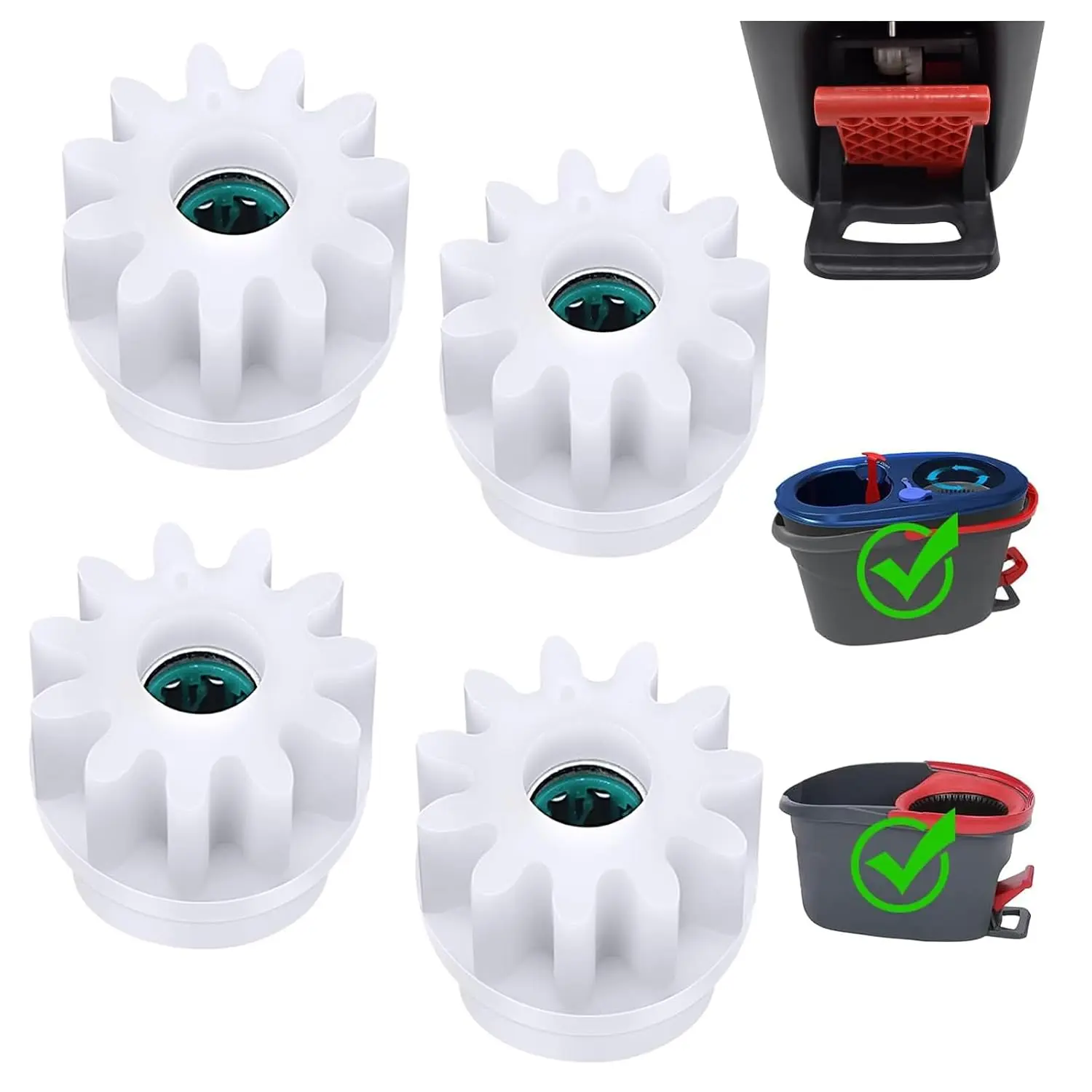 Spin Mop Bucket Gear Easy Mop Pedal Broom Bearing Gears Repair Compatible with Ocedar Vilida,  Way Clutch Bearing Bucket Gear Sprockets for 90% Rotation Mop Bucket (4PCS Gears)