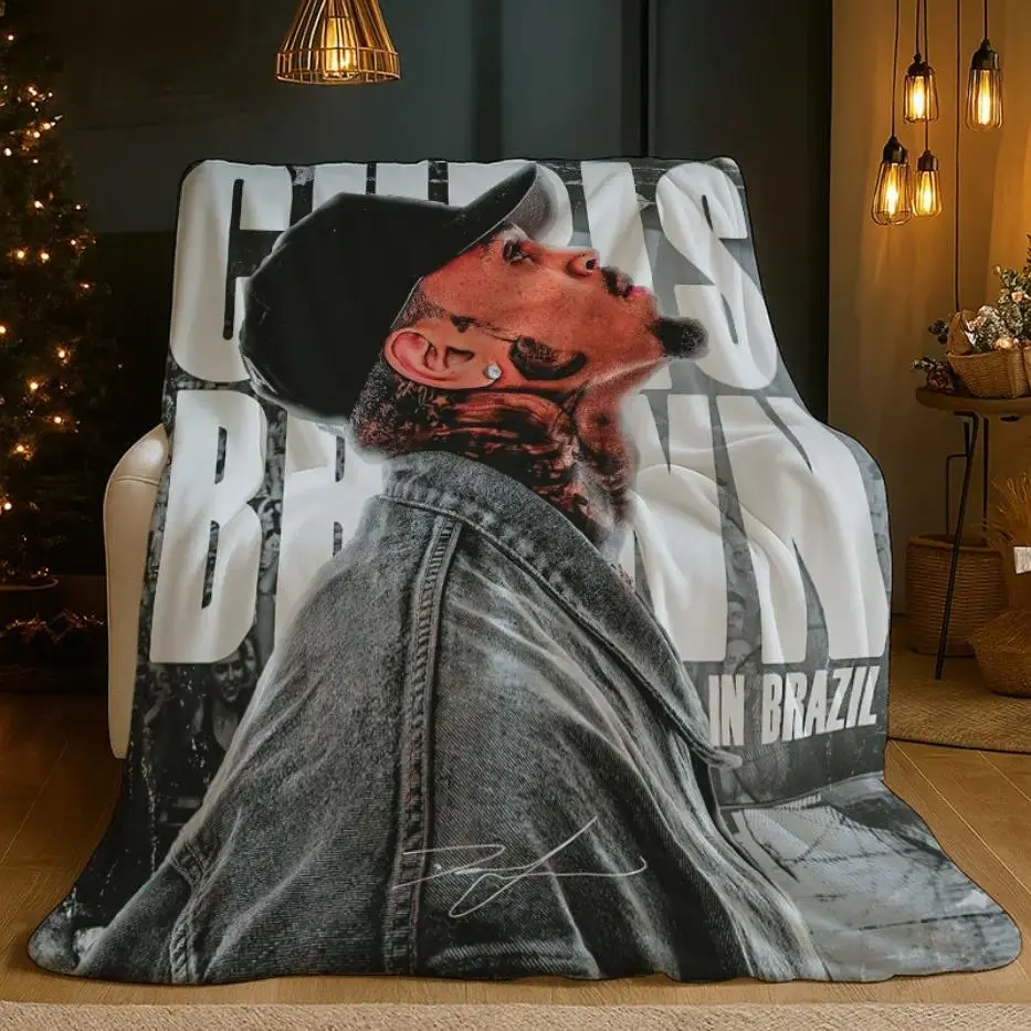 【Brazil Tour】Chris's Brazil Tour Patterned Fleece Blanket, Soft Flannel Throw Blanket, 100% Polyester Cozy Couch Blanket, Lightweight Travel Blanket for Living Room Bedroom Sofa Decor, Unique Gift for Family Friends, Picnic Camping Blanket