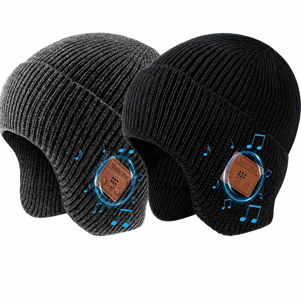 Warm Knitted Beanie with Built-in Wireless Bluetooth Stereo Headphones for Men and Women — Removable, Washable Audio Hat for Commuting, Outdoor Activities, and Everyday Comfort