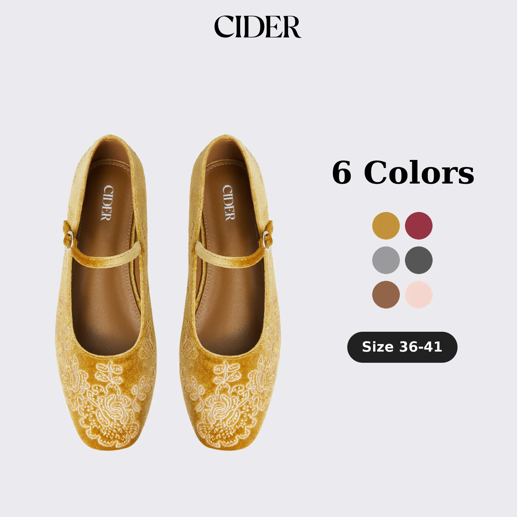 Cider ROUND TOE MBROIDERED  MARY JANE SHOES SohoChic