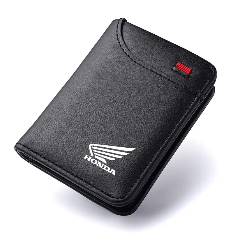 Men Wallet Car Leather Coin Purse, Personalised ID Card Holder, for Honda Cb400 Cb650f Cbf Cbr250rr Crf Sh300 Nc750, Auto Interior Accessories
