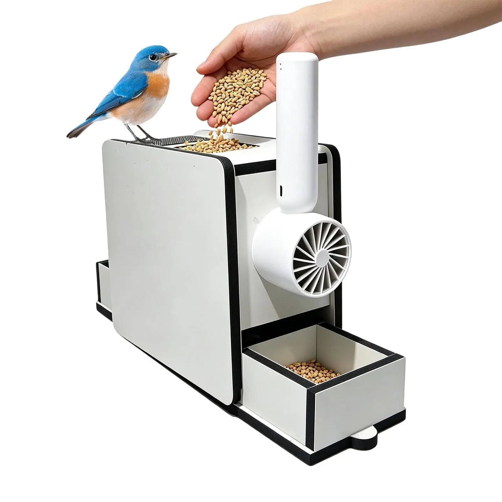 Parrot Bird Seed Husk Remover | Rechargeable Bird Food Shell Separator | Compact Portable Seed Husk Cleaner | Automatic Seed Shell Removal Tool | Bird Feeding Accessory for Budgies, Finches, Lovebirds & Other Pet Birds