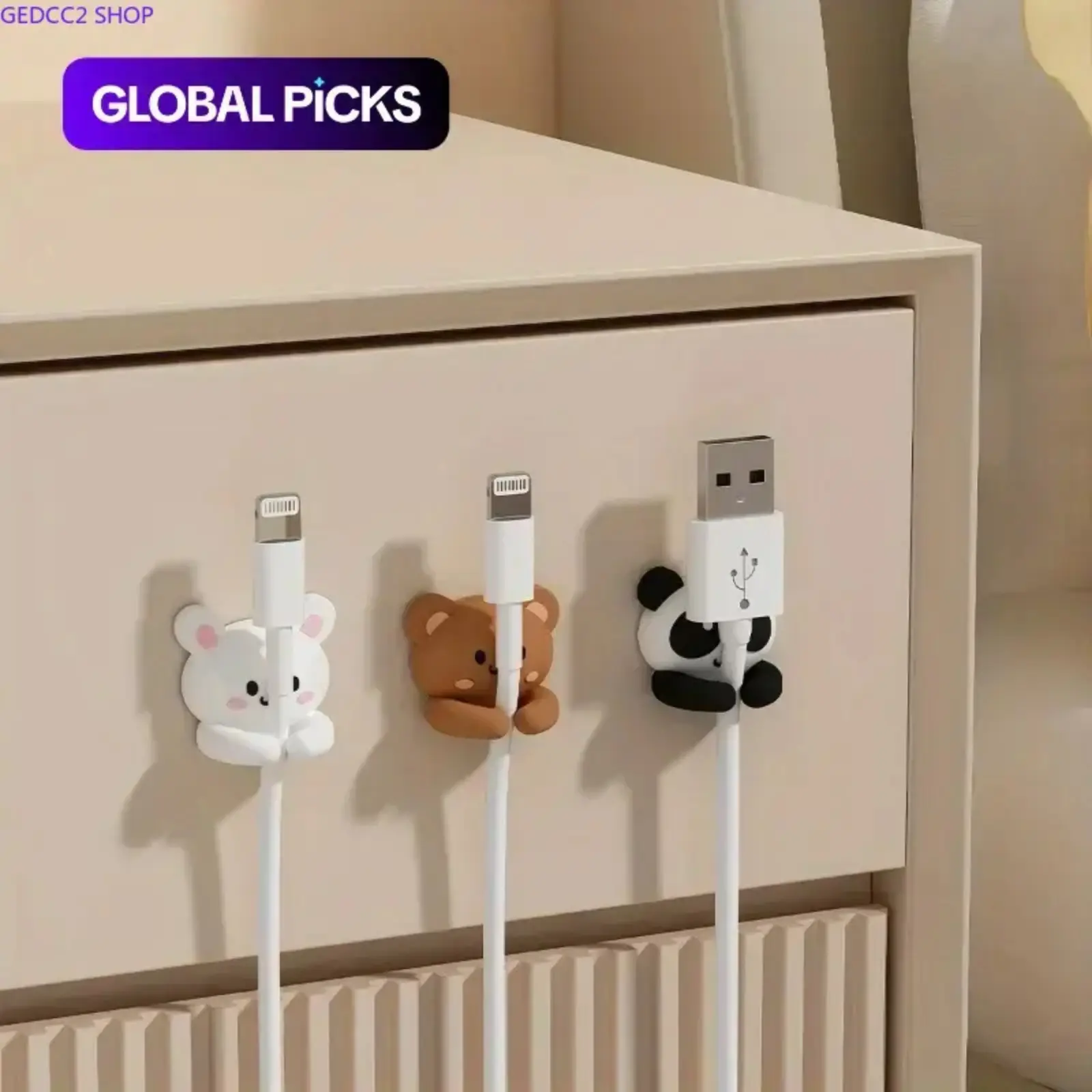 Cute Animal Cable Clips Set - Colorful Cord Organizer for Charging Wires, Desk Cable Management Accessories for Camping, Home Use (Animal Clips to Organize Cords)