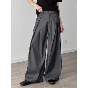 3D Pleated Wide-Leg Pants A-Line Casual Trousers for Men New Design Loose Draped Floor-Length Stylish Comfortable