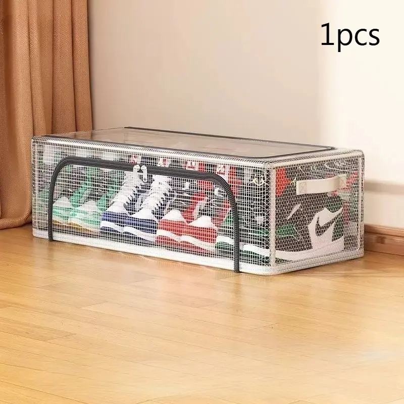 One Clear Shoe Storage Box - Collapsible And Space-Efficient Organizers with See-Through Lids for Easy Identification, Suitable for Under The Bed, Closet, Shoe Rack, And Dorm Stacking
