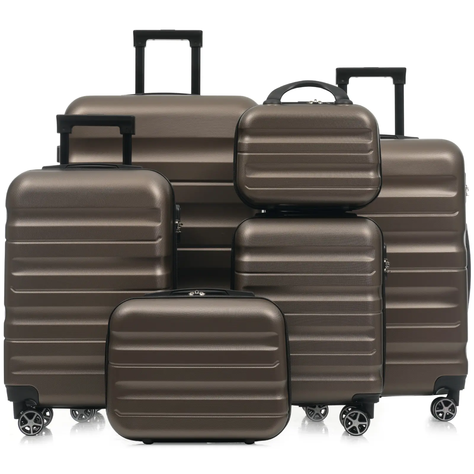 ARCH 6-Piece ABS Plastic Luggage Set - Lightweight Durable Travel Gear with Dual Spinner Wheels, Multi-Size Carry-On & Check-In Suitcases for Family Travel, Home Supplies Storage Solution for US Online Shopping