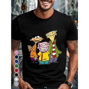 Vintage Ed, Edd, and Eddy Characters T-Shirt - Perfect for Casual Wear, Summer Outings, and Fans of Classic Cartoons - Great Gift for Teenagers and Anime Enthusiasts Men's T-Shirt Round Neck, Casual Style, Perfect for Casual Attire, Everyday Tshirt
