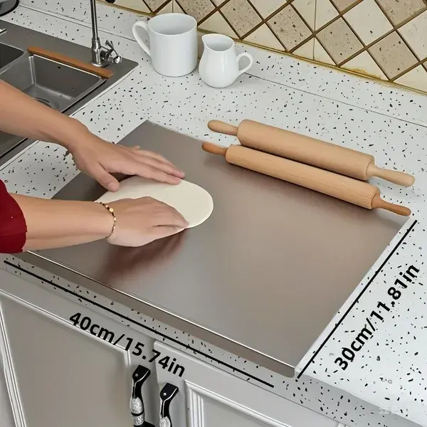 Stainless Steel Cutting Board with Lip, Large Metal Chopping Board for Kitchen Countertop Use