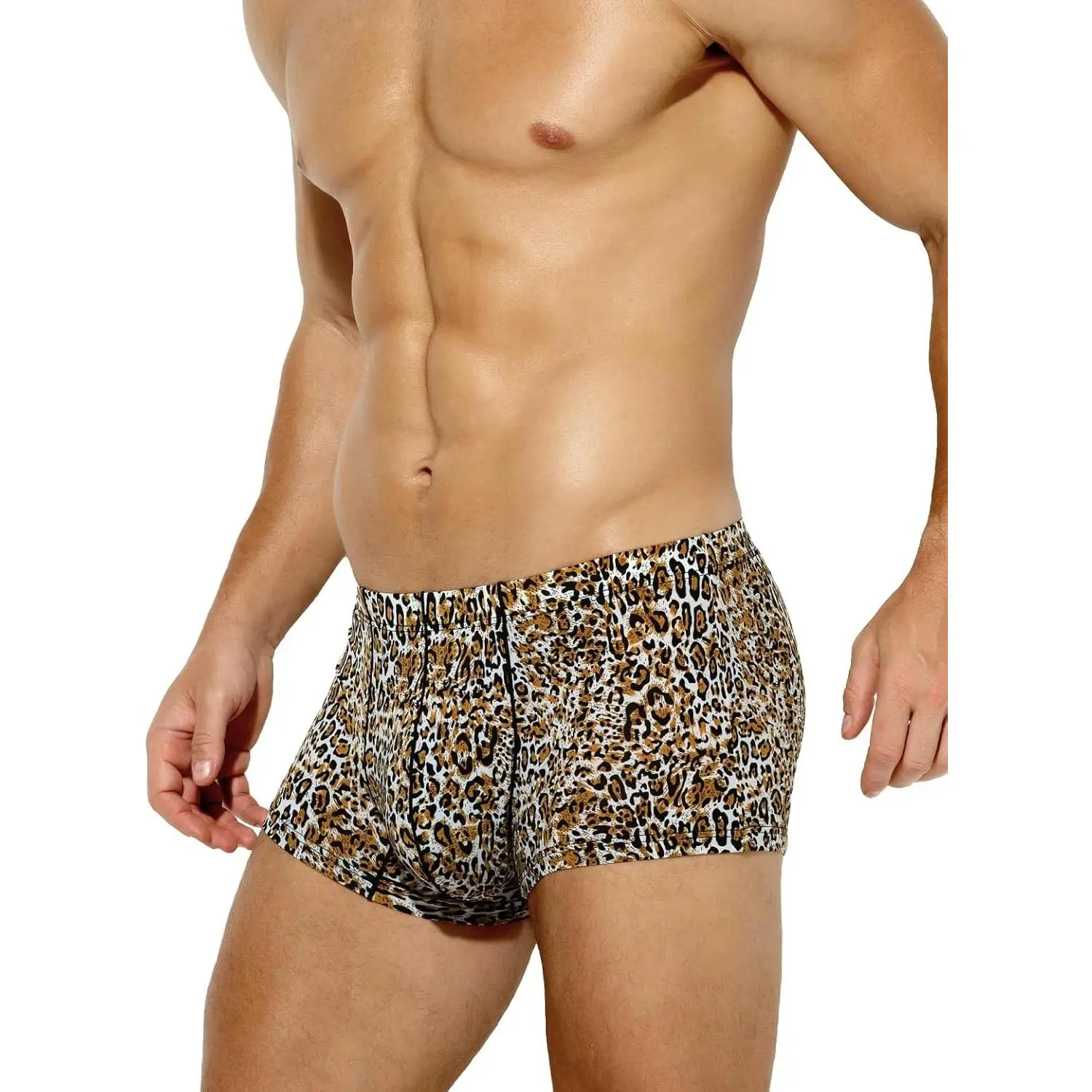 Men's Seamless Fitted Flowers-Printed Silky Trunks, Sexy Underwear for Daily Wear