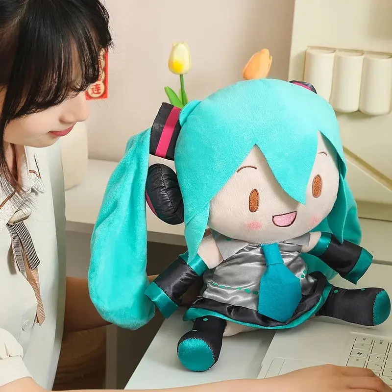 32cm Cute Hatsune Miku Stuffed Toy - Kawaii Anime Figure With Bow, High-Quality, Home Decor, Soothing Birthday Gift for Anime Fans, Girls