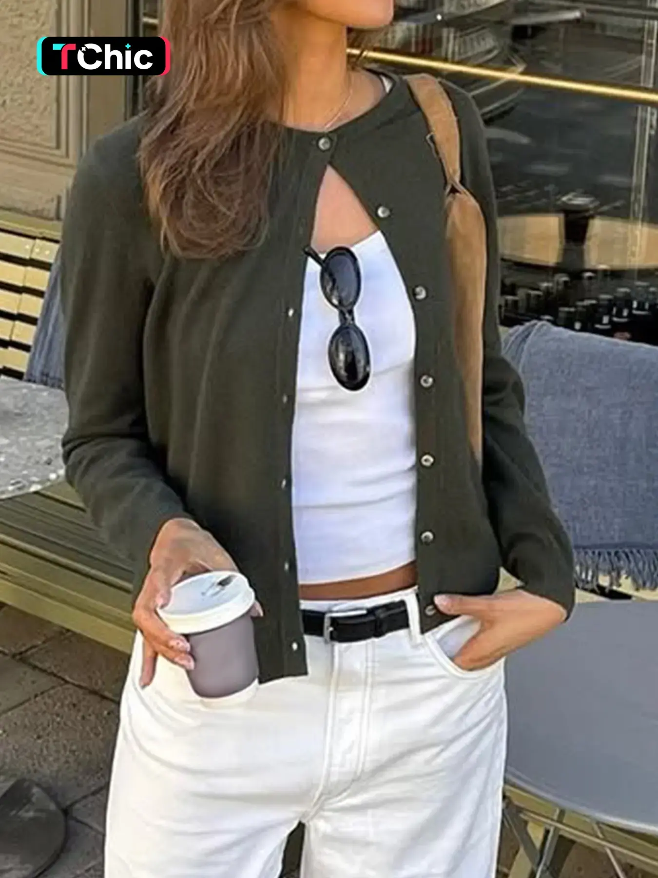 Basic Soft Knit Pullover, Round Neck Single Button Design, Textured Fabric, Comfortable Wear, Ideal for Daily Use
