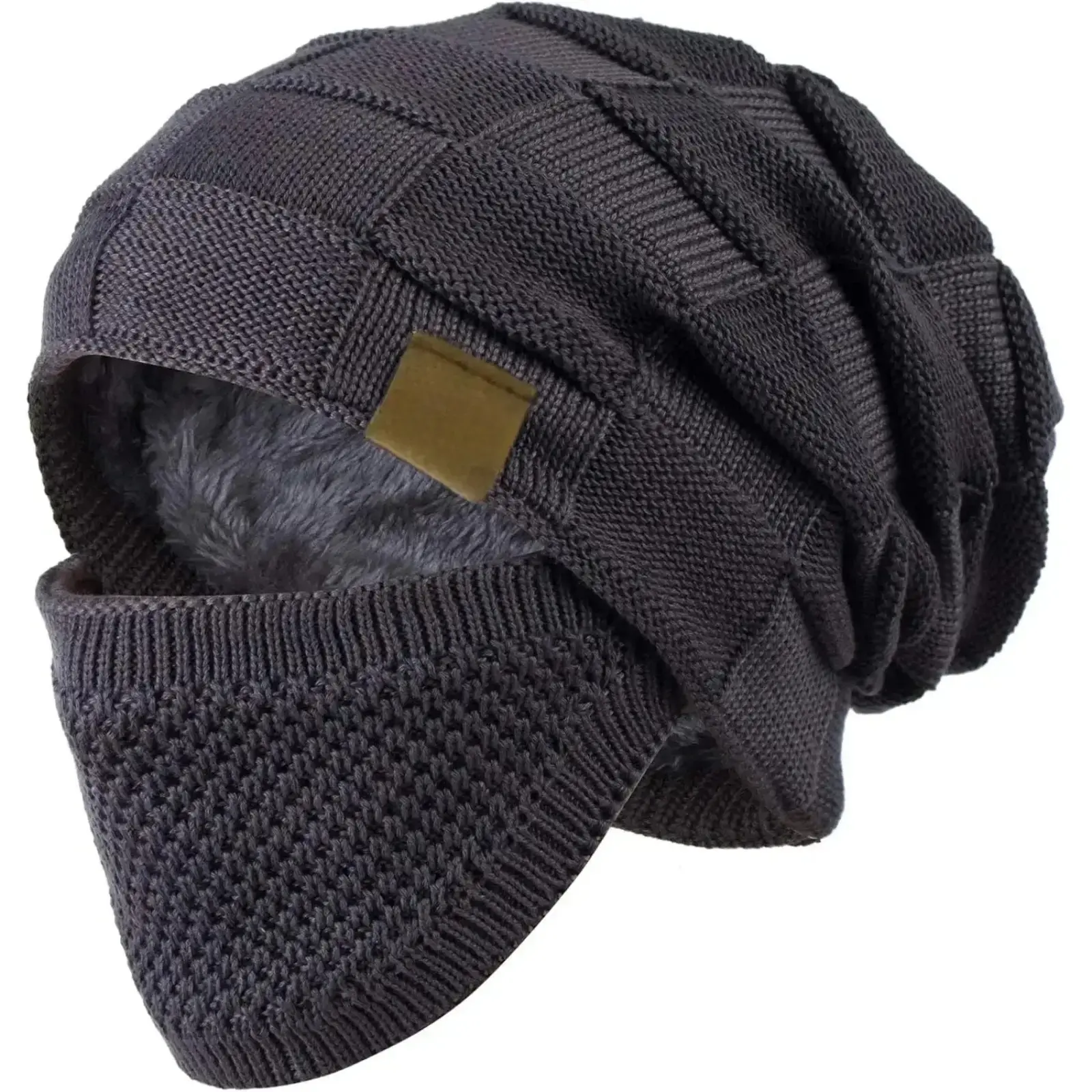 Knitted Beanie & Mask Set, 3-in-1 Balaclava Warm Headwear, Breathable Loose Knit Hat With Full Ear, Neck & Cheek Coverage, Light Thermal Cold Weather Accessory For Skiing, Outdoor Sports, Winter Travel, Daily OOTD & Holiday Gift