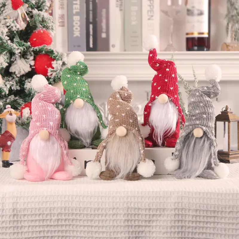 FuRise Faceless Plush Christmas Knitted Gnome Ornament - Nordic Rudolph Santa Doll, Soft Cotton Red Holiday Tabletop Decor, Ideal Christmas Gift for Indoor Home Accessory Use