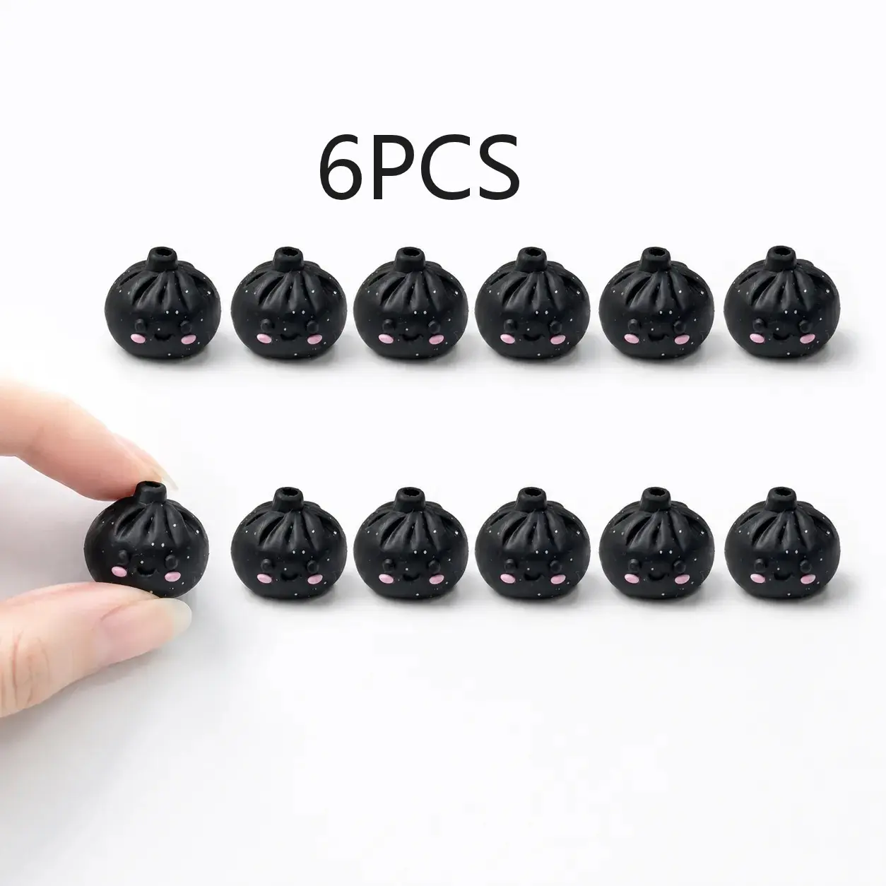 6 Black Glitter Doughnut Silicone Beads, Cute Shape Silicone Beads for Pens and Jewelry, DIY Necklace, Bracelet, Pendant Making, Beads for Crafts