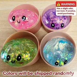 Glitter Dumpling Squishy Maltose Series with Box Dumplings Sensory Squeeze Toy for Stress Relief Random Color
