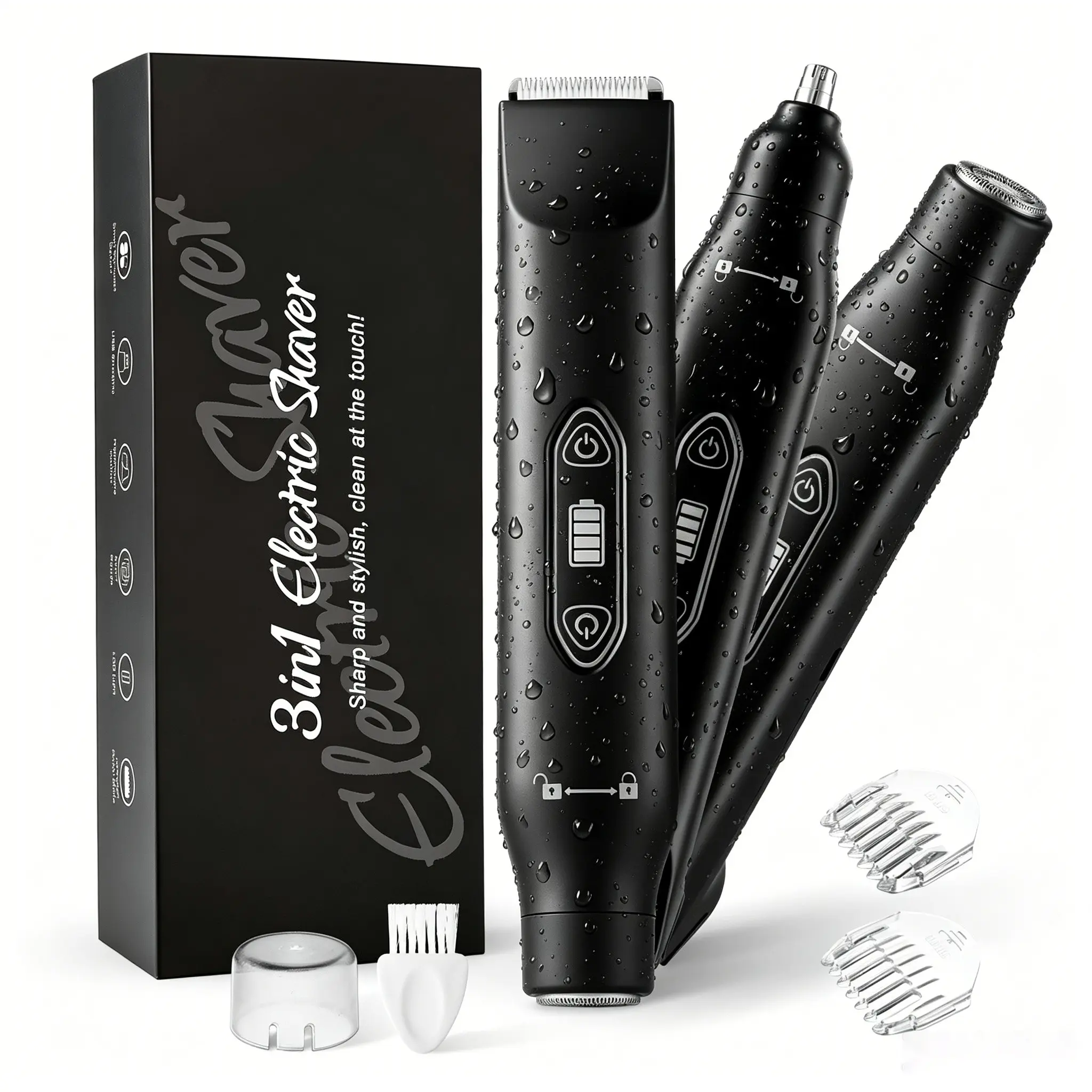 3-in-1 Electric Body & Facial Trimmer, Intimate Pubic Trimmer, Multifunctional Hair Trimmer, Facial Hair Groomer, Painless Pubic, Bikini, Underarm, Leg Hair Removal - IPX6 Waterproof, 2 Replaceable Heads, USB Rechargeable, for Women and Men, Gift Idea