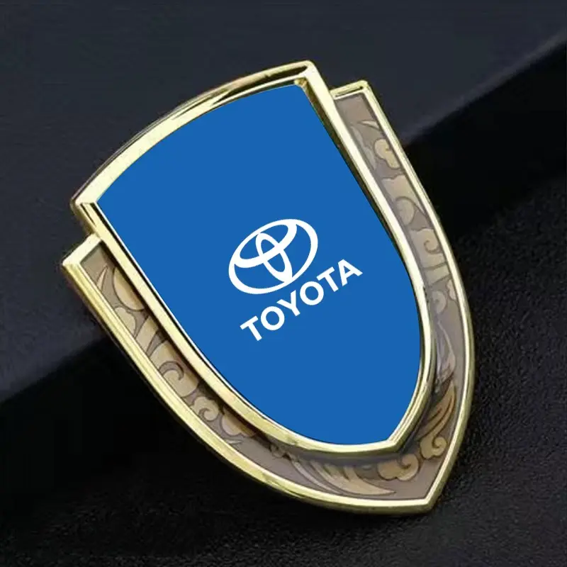 Metal Laser Shield Car Sticker, Blue Dual Color 3D Body Side Decal, Universal Window Tail Door Customization, Toyota Accessories, Car Decals, Automobile Decals