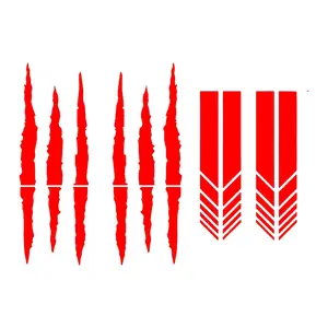 Red Claw Marks Car Sticker 1-Set Monster Scratch Racing Stripe Vinyl Decal Waterproof Sports Auto Exterior Headlight Rearview Mirror Bumper Decoration Cool Gift