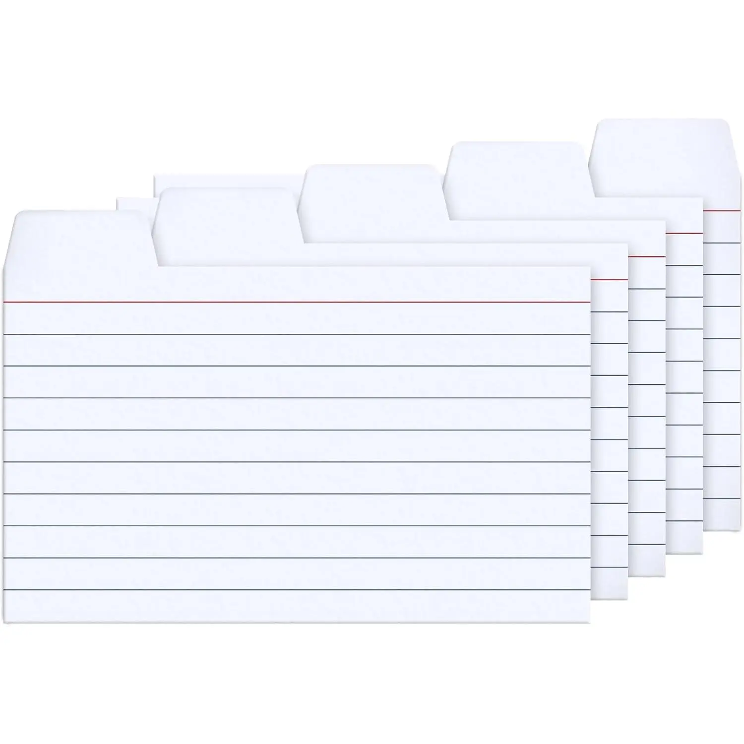 3x5 Tabbed Index Card Dividers with Tabs Blank, White, 100 Pack | 3 x 5 Inch, Lined, 220 GSM Thick Paper, Alphabet or Number Insert, Fits 3x5 Card File Box Holder Guide