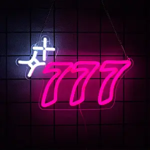 777 Neon Light Sign, Lucky Angel Number Neon Lamp for Wall Decoration, USB Powered, Bar, Game Room, Poker Club, Party Decor