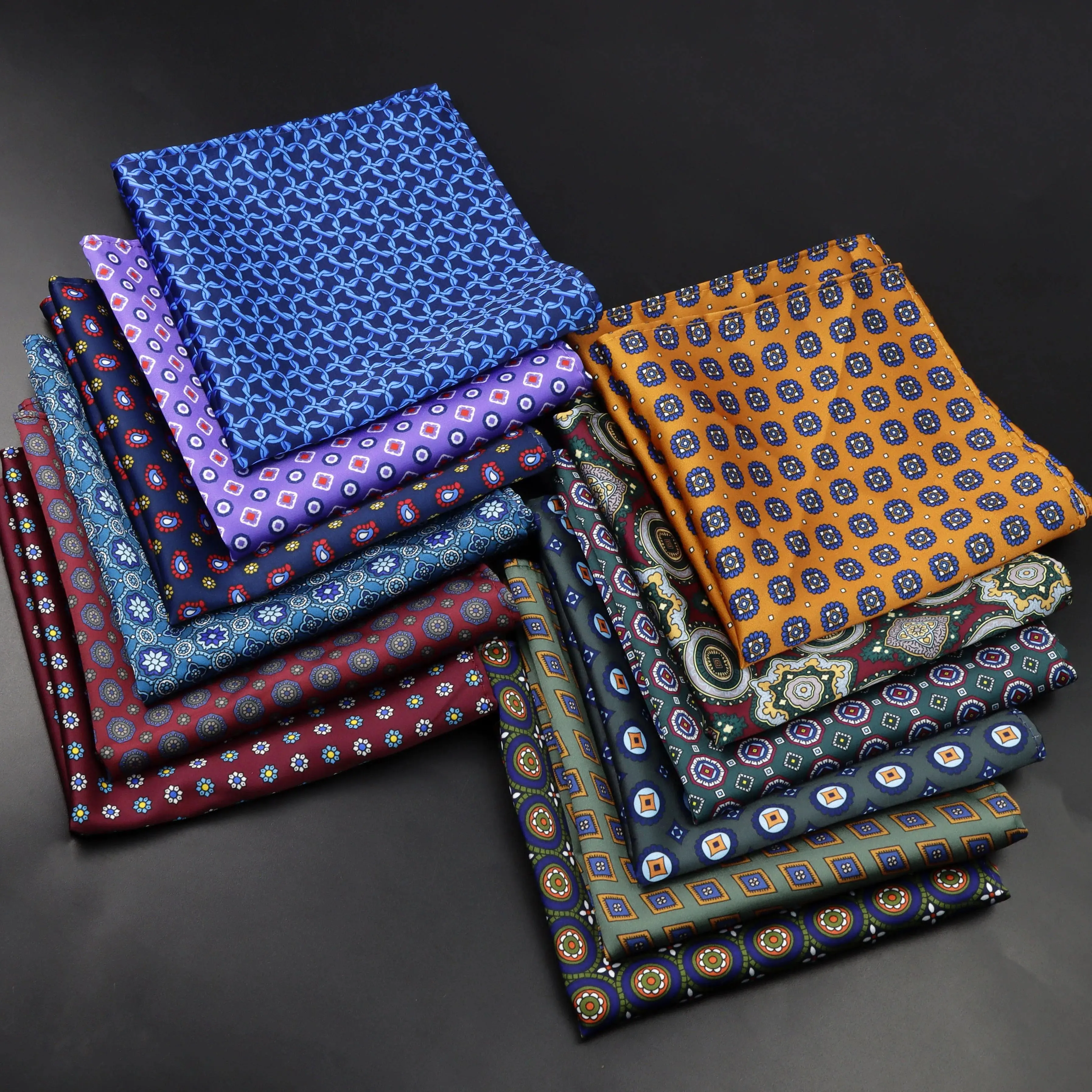 New Pocket Square Handkerchief Accessories Paisley Solid Colors Vintage Business Suit Hanky Breast Scarf Gravat Gift