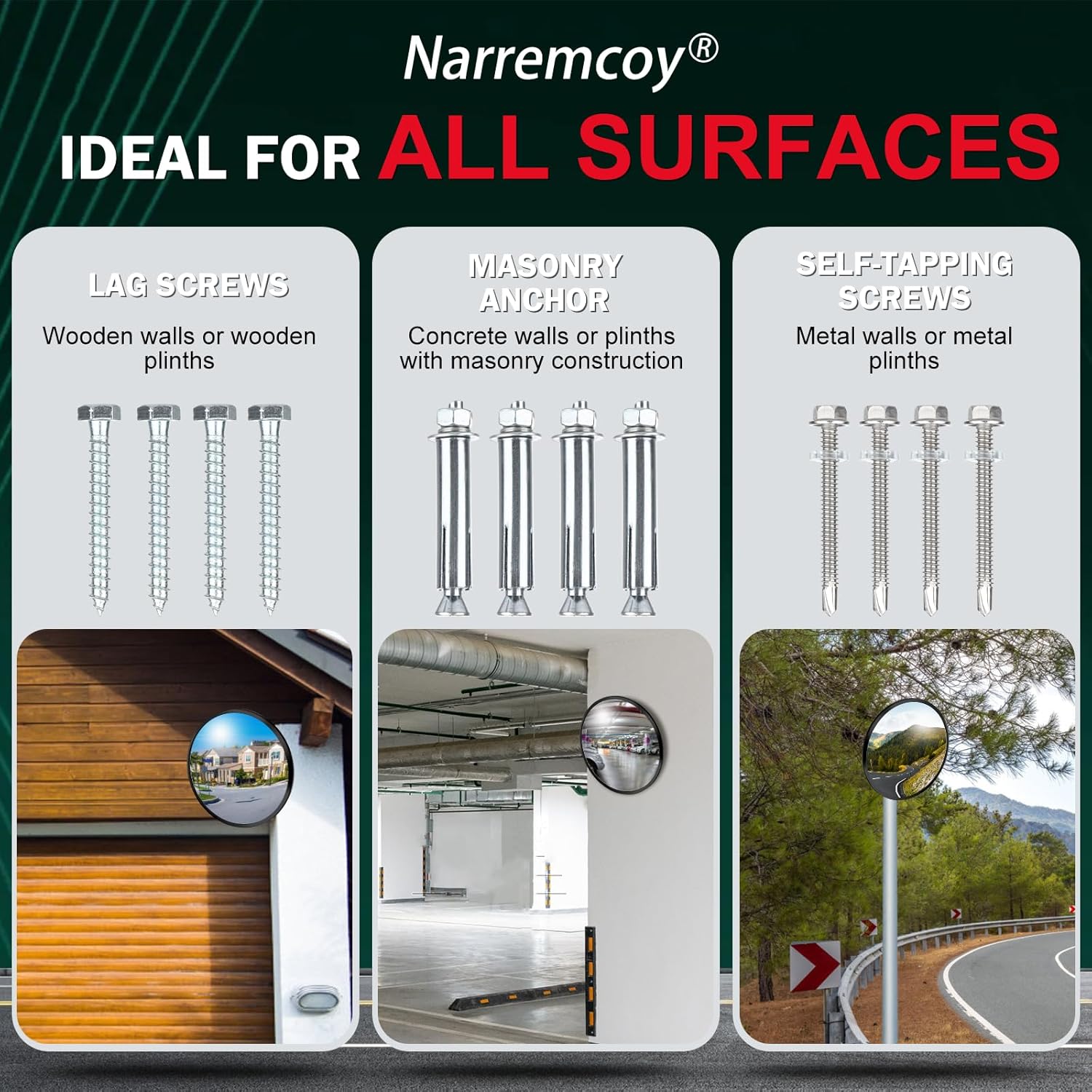 12 inch Acrylic Convex Mirror, Adjustable Wide Angle View Indoor Security Mirror, Corner Security Blind Spot for Warehouse, Office, Parking Garage and Traffic Safety