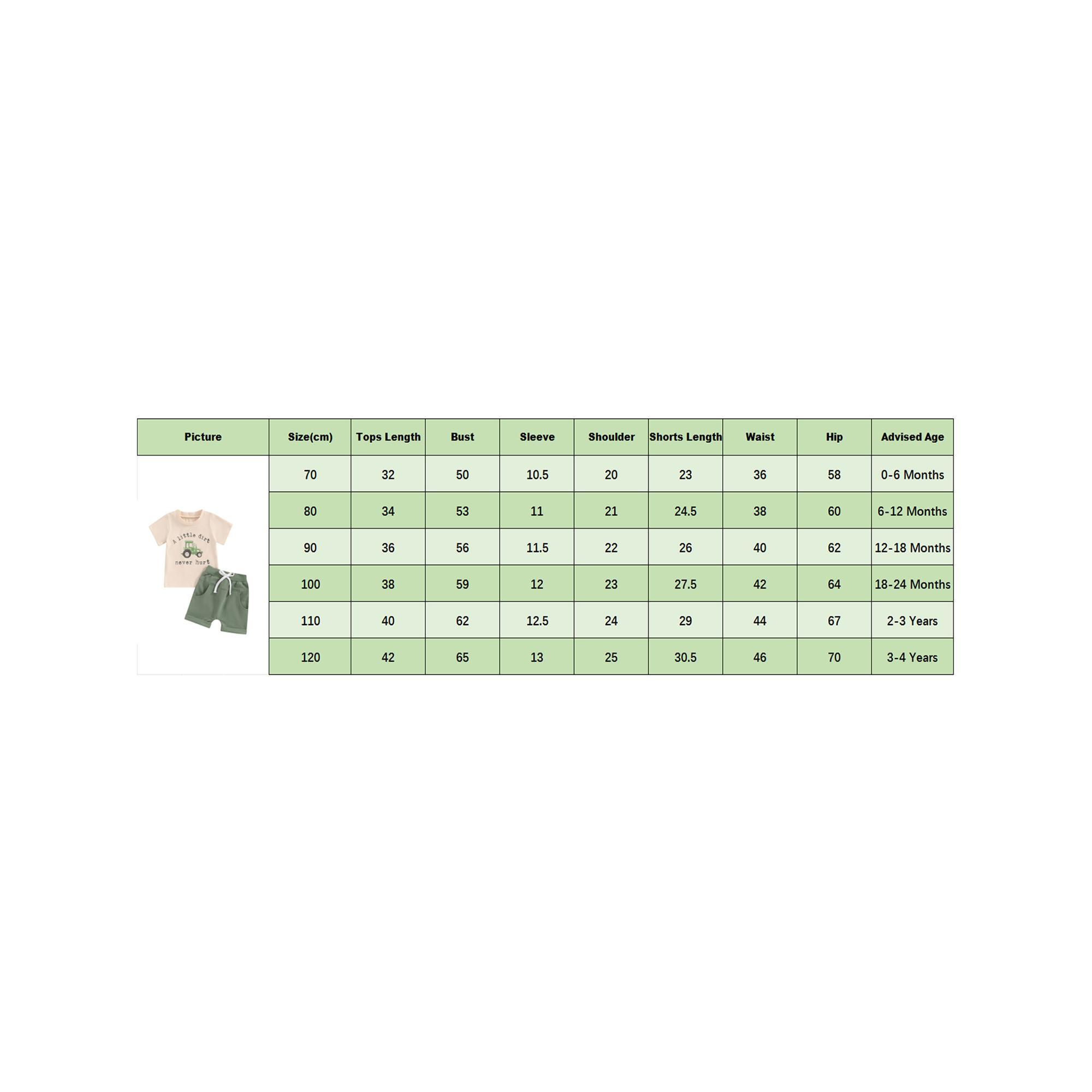 Toddler Baby Boy Summer Set Letter Tractor Print Short Sleeve Round Neck T-Shirt with Solid Shorts Casual 2Pcs Outfit Summer Clothes