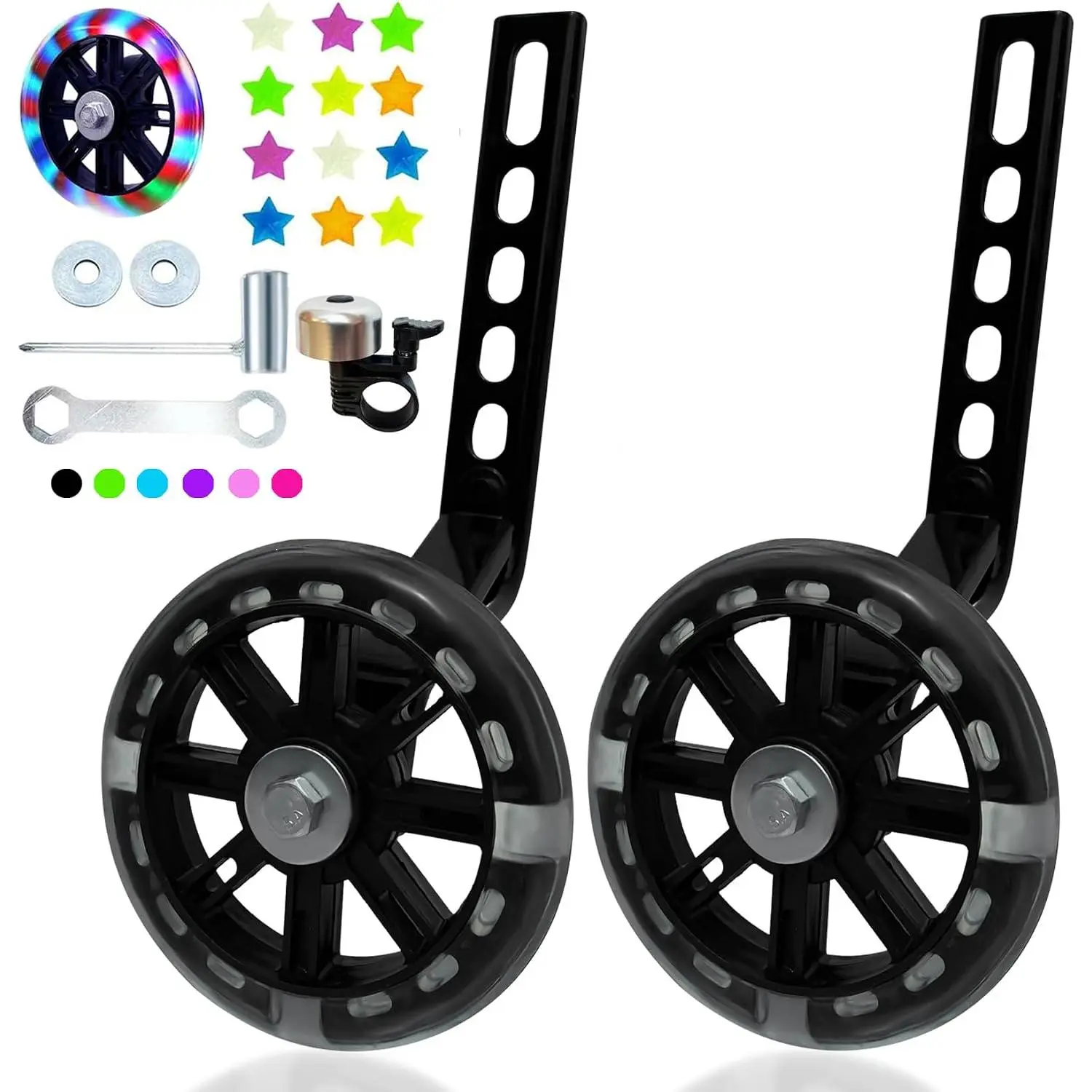 Wheels Flash Mute Wheel  Compatible for Bikes of 12 14 16 18 20 Inch (Gleaming black)