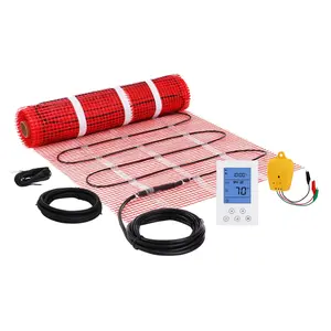 【DealsForYouDays】VEVOR Floor Heating Mat, 30 Sq.ft, Electric Radiant In-Floor Heated Warm System with Digital Floor Sensing Thermostat, Includes Installation Monitor, Adhesive Back for Easy Installation on The Floor