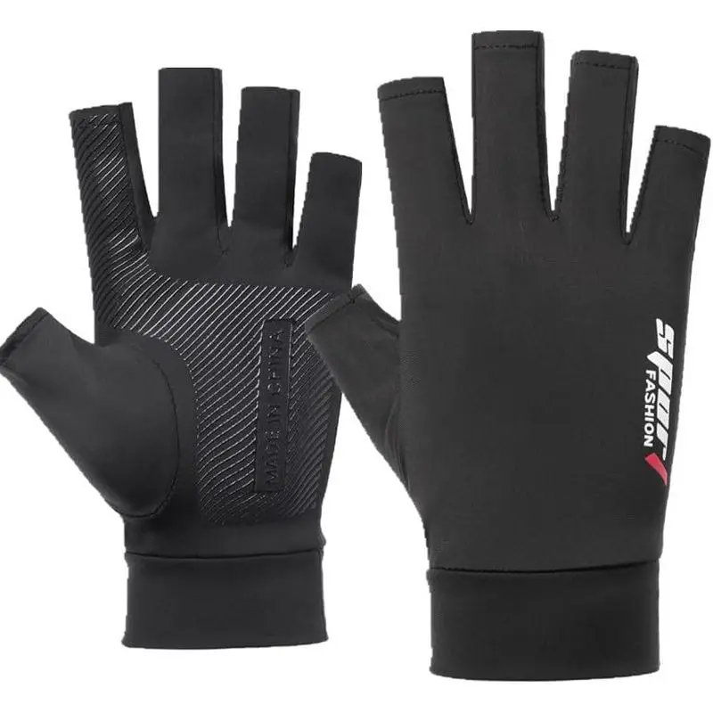 Men's Summer-Fingerless-Gloves Lightweight Half Finger Sunblock Gloves for Outdoor Hiking Driving Cycling