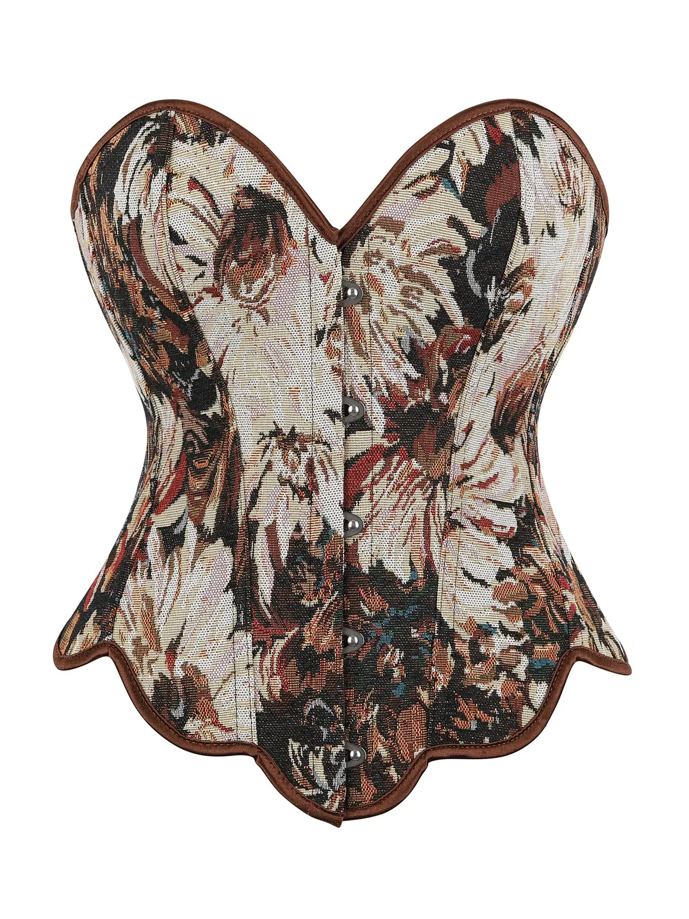 Women's Vintage Court Corset Top, Floral Embroidered Back Tie Halter Bustier, Waist Cinching, Perfect for Festivals and Daily Gatherings, Vintage Corset Tops