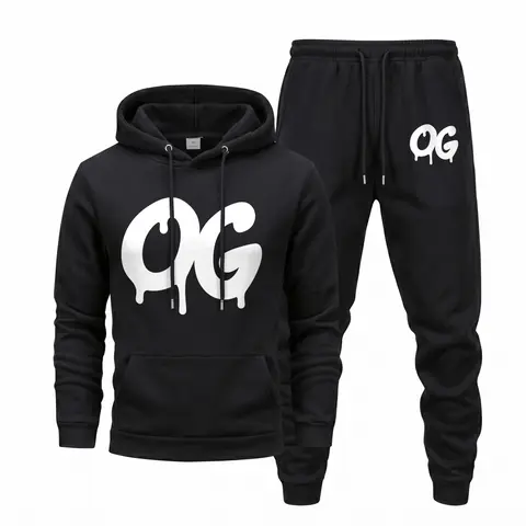 Men’s Graphic Hoodie Set with Jogger Pants, Trendy Drip Letter Print Sweatshirt Matching Sweatpants Outfit, Stylish Streetwear Tracksuit, Casual Loose Fit 2 Piece Set for Men, Perfect for Everyday Fashion, Weekend Wear and Urban Style