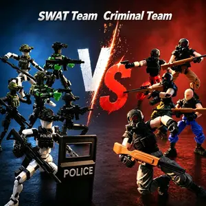 Dummy13 Action Figure Swat Team Vs Thugs Set, Fully Functional Bendable Joints, Military Model, Petg 3D Printed, Desktop Decoration, Gift