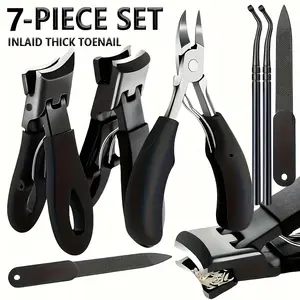7-piece set of thick nail clippers for the elderly - wide mouth pliers style big toe nail clipper, suitable for thick and embedded nails, professional sharp heavy-duty nail clippers, specialized for elderly foot care