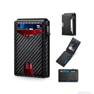 Stylish Black RFID Popup Card Wallet for Men - Slim Design, Secure Storage & Effortless One-Touch Eject(Does not support storing cash)AB16BoltCraft