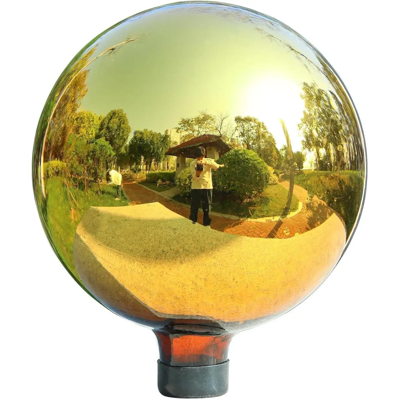 Gazing Ball, Garden Gazing Globe for Outdoor Yard Decor, 10" Gold | Garden Globes, Glass Mirror Polished Hollow Ball Reflective Garden Sphere for Home Garden Lawn Outdoor Yard Decorative