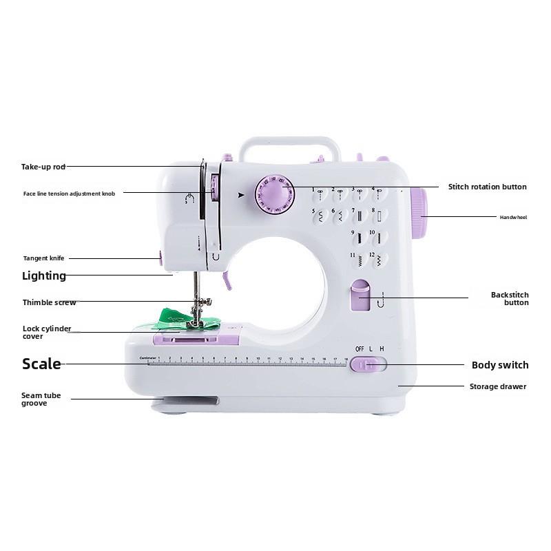 Upgraded Model with Lockstitch Function Household Electric Mini Sewing Machine Portable 505A